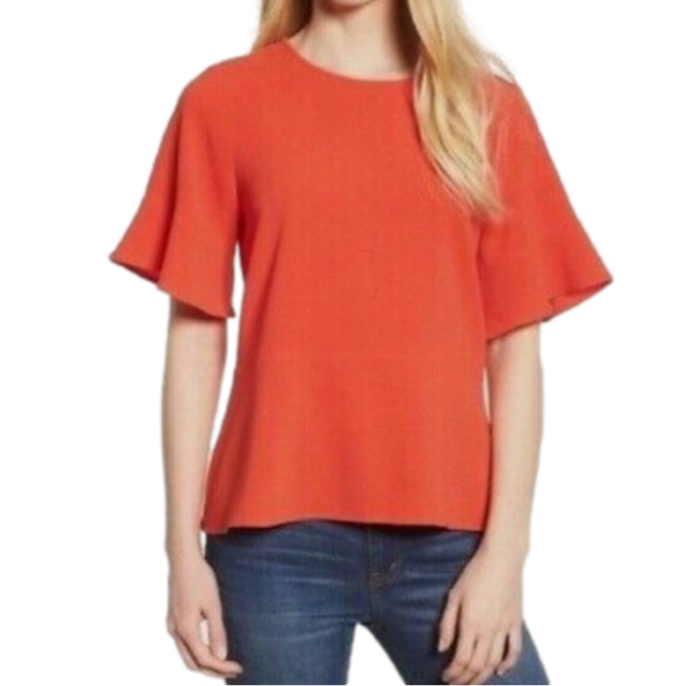 Flirty orange Madewell peplum top